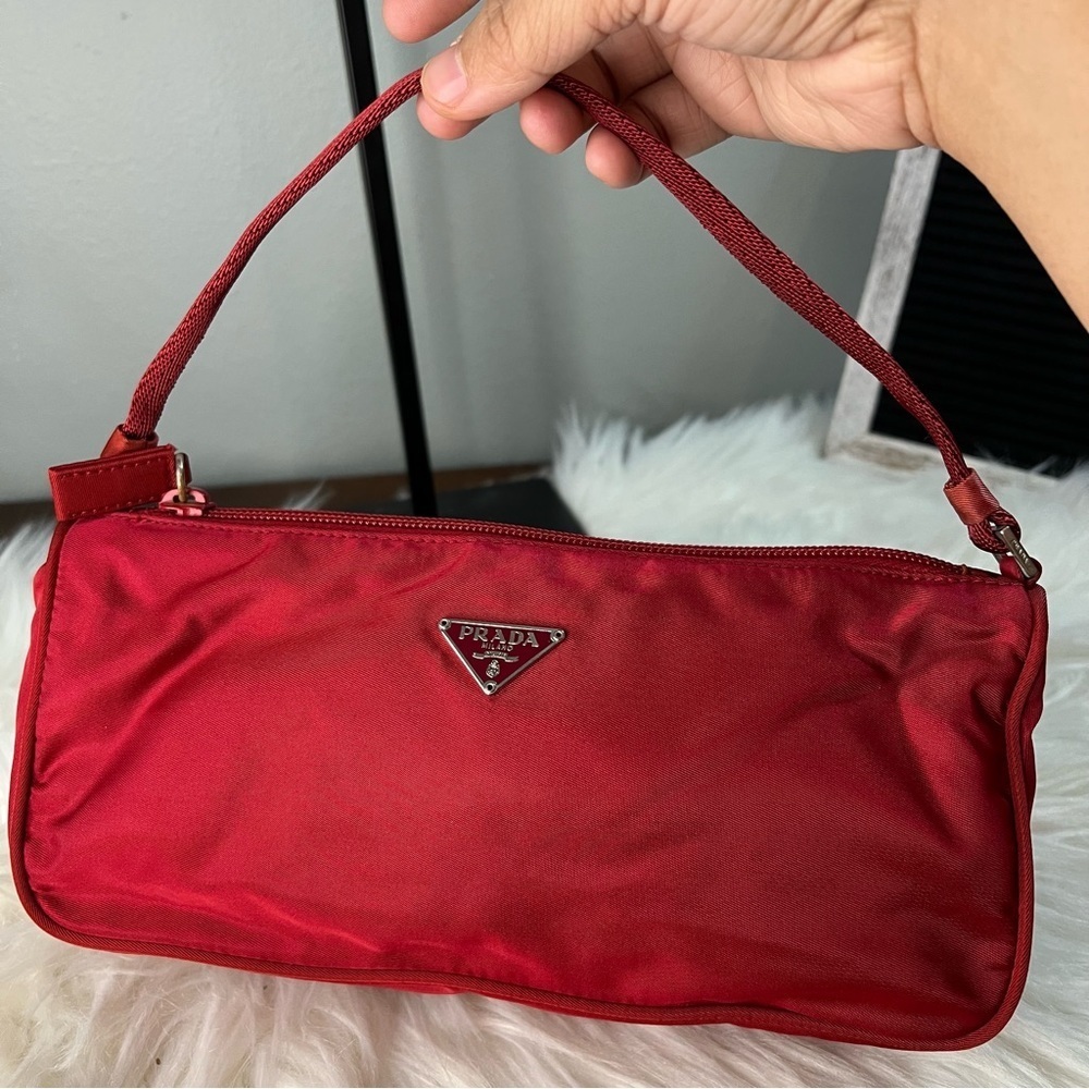 PRADA red nylon pochette